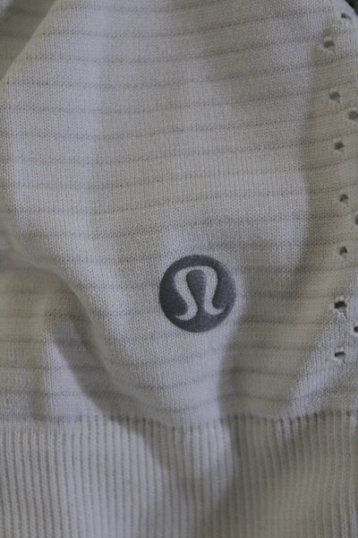 Lululemon Womens High Neck Sleeveless Dotted Ribbed Sheer Tank Top White Size 4