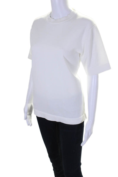 Thom Sweeney Womens Cotton White Crew Neck Short Sleeve Tee Top Size M