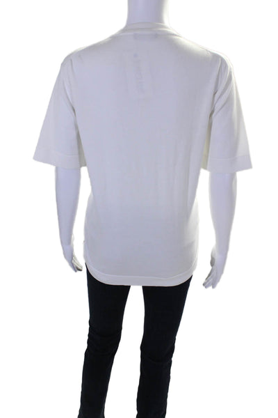 Thom Sweeney Womens Cotton White Crew Neck Short Sleeve Tee Top Size M