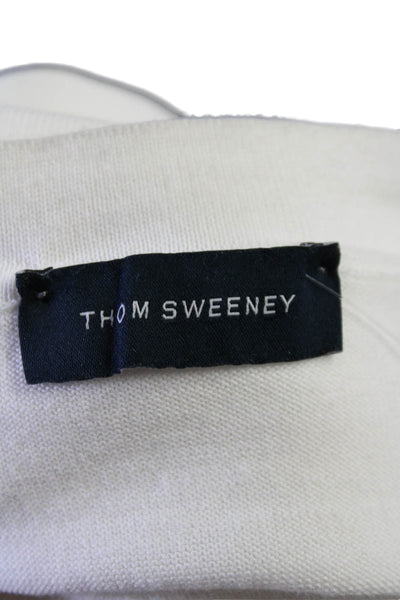 Thom Sweeney Womens Cotton White Crew Neck Short Sleeve Tee Top Size M