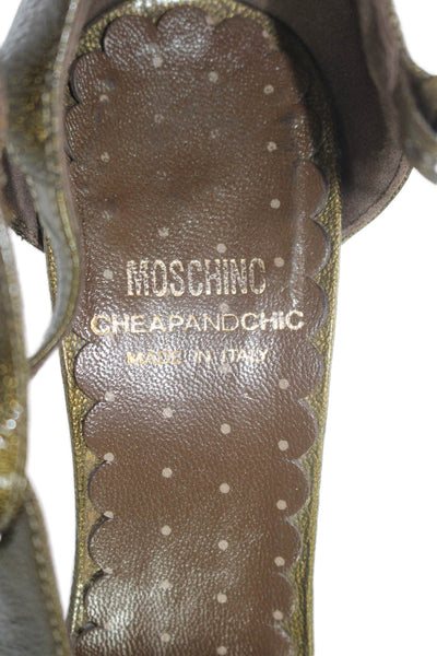 Moschino Cheap & Chic Womens Brown Peep Toe Ankle Strap Sandals Shoes Size 6