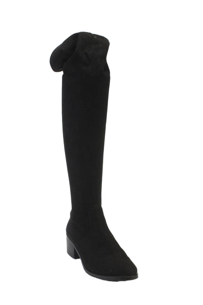 Georgette Womens Black Suede Zip Blocked Heels Over Knee Boots Shoes Size 6.5M