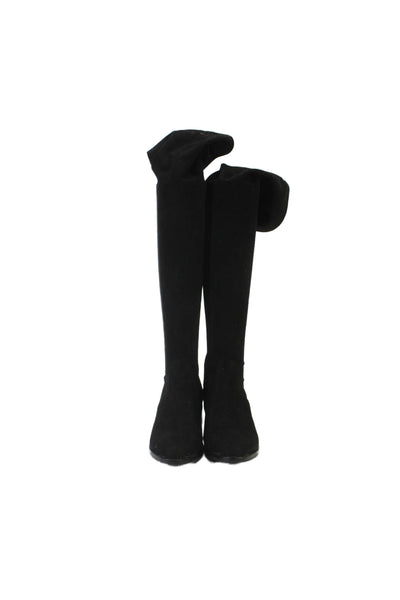 Georgette Womens Black Suede Zip Blocked Heels Over Knee Boots Shoes Size 6.5M