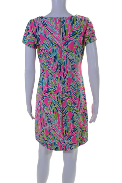 Lilly Pulitzer Womens Short Sleeve V Neck Printed Dress Pink Multi Size Small