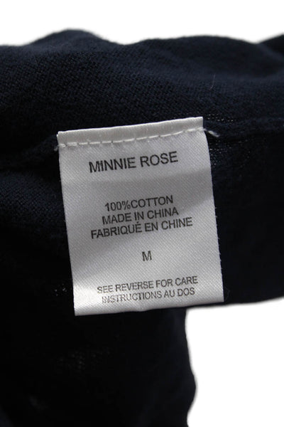 Minnie Rose Womens Long Sleeve Scoop Neck Knit Mini Shirt Dress Navy Size Medium