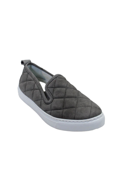 M.Gemi Womens Quilted Textured Slight Platform Slip On Casual Shoes Gray Size EU