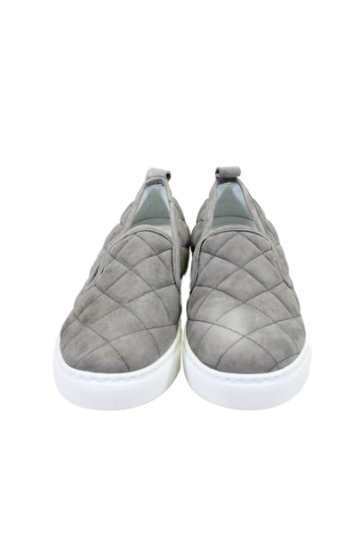 M.Gemi Womens Quilted Textured Slight Platform Slip On Casual Shoes Gray Size EU