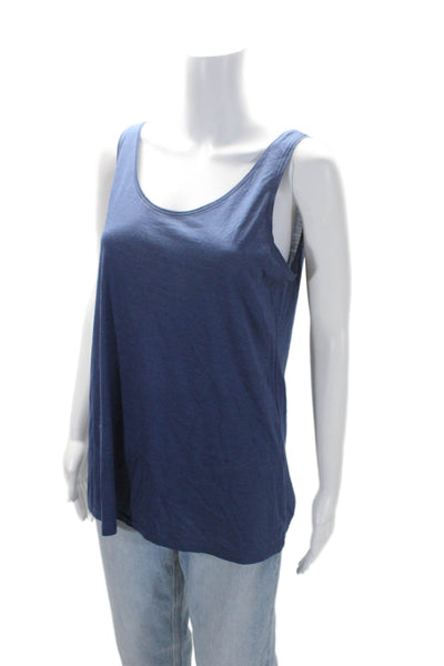 Eileen Fisher Womens Blue Silk Cotton Blend Scoop Neck Tank Top Size M