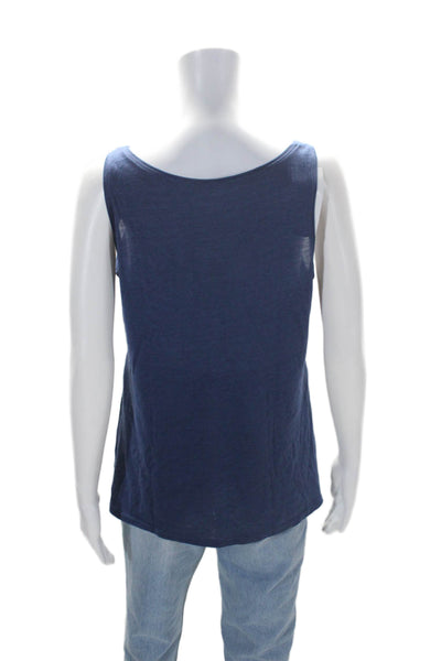 Eileen Fisher Womens Blue Silk Cotton Blend Scoop Neck Tank Top Size M