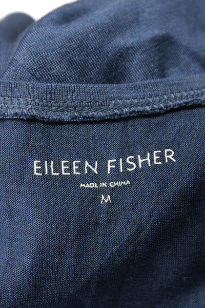 Eileen Fisher Womens Blue Silk Cotton Blend Scoop Neck Tank Top Size M