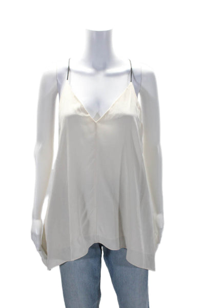 Milly Womens Spaghetti Strap V Neck Basic Blouse Silk White Size Small