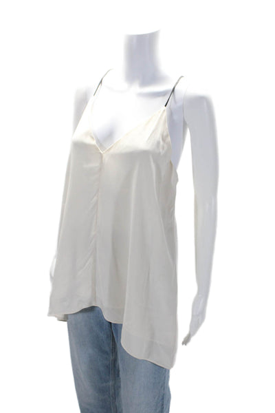 Milly Womens Spaghetti Strap V Neck Basic Blouse Silk White Size Small