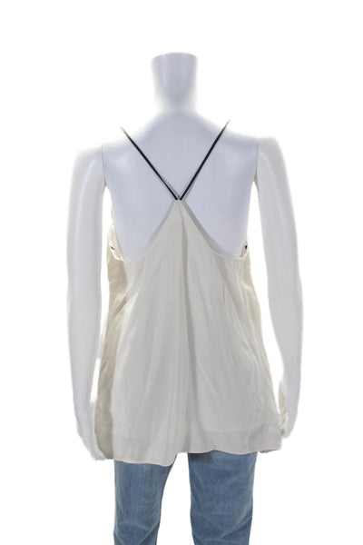 Milly Womens Spaghetti Strap V Neck Basic Blouse Silk White Size Small