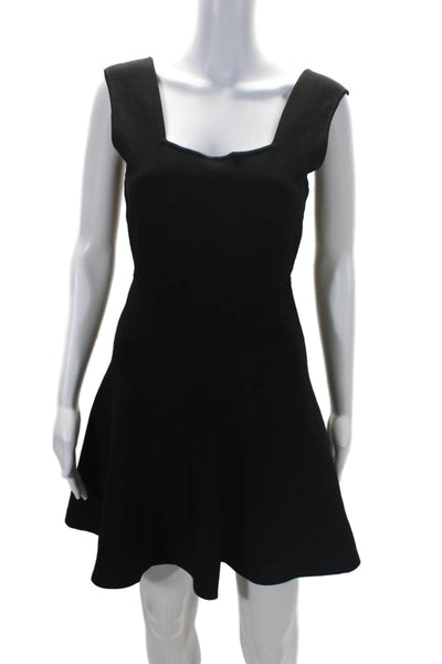 BCBGMAXAZRIA Women's Square Neck Sleeveless Fit Flare Mini Dress Black Size M