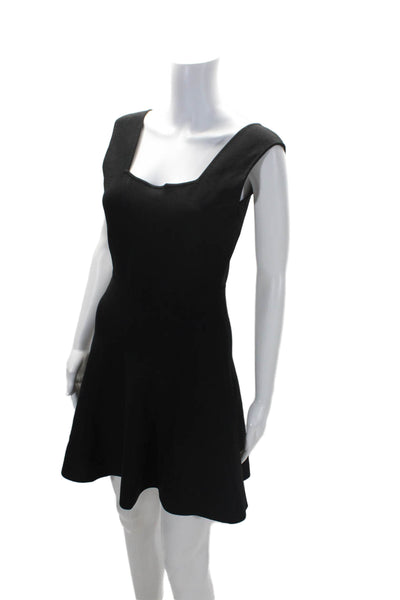 BCBGMAXAZRIA Women's Square Neck Sleeveless Fit Flare Mini Dress Black Size M