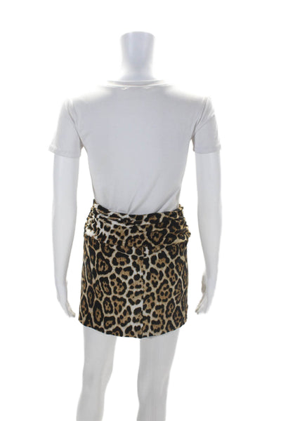 Blumarine Womens Animal Print Skirt Brown Black Size EUR 38