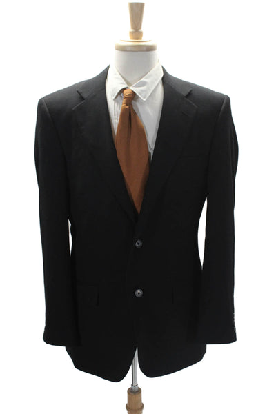 Alan Flusser Mens Notch Lapel Two Button Classic Blazer Wool Black 36