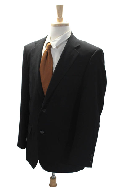 Alan Flusser Mens Notch Lapel Two Button Classic Blazer Wool Black 36