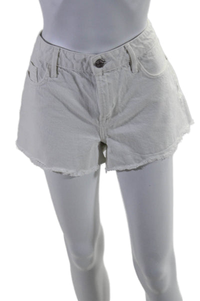 Frame Womens Cotton Denim 5 Pocket Button Closure Mid-Rise Shorts White Size 27