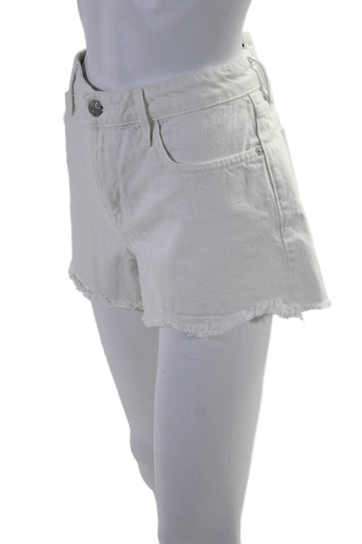 Frame Womens Cotton Denim 5 Pocket Button Closure Mid-Rise Shorts White Size 27