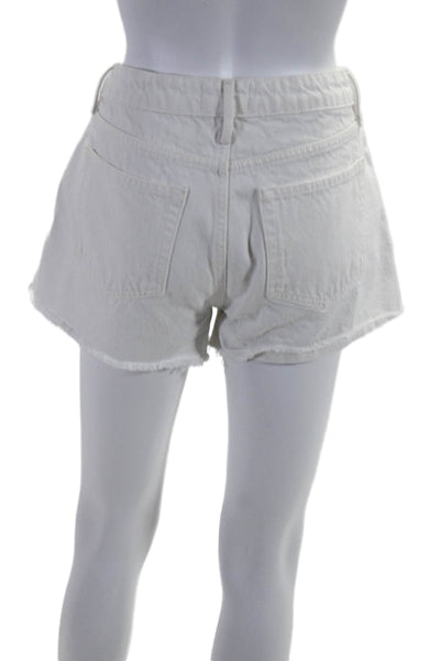 Frame Womens Cotton Denim 5 Pocket Button Closure Mid-Rise Shorts White Size 27