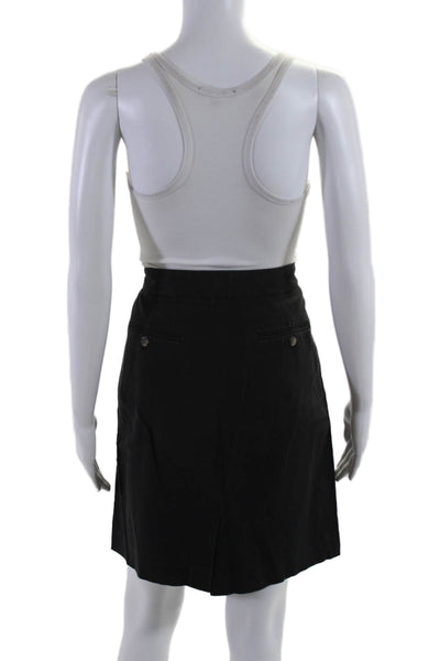 Theory Womens Cotton V-Neck Peak Collar Button Up Skirt Suit Black Size 2 4