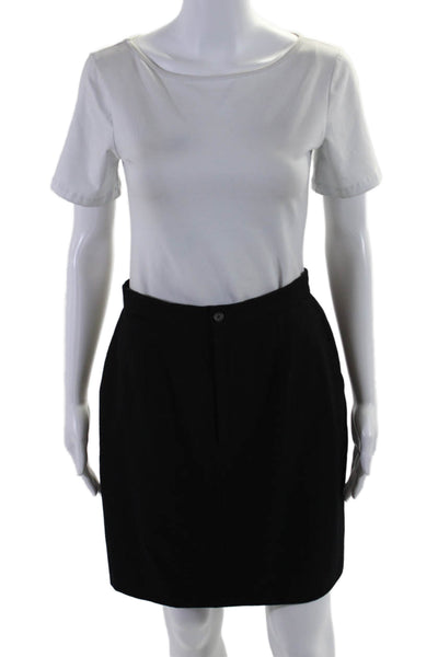 Ralph Lauren Purple Label Womens Front Zip Knee Length Pencil Skirt Black 10