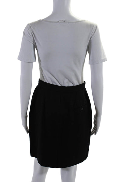 Ralph Lauren Purple Label Womens Front Zip Knee Length Pencil Skirt Black 10