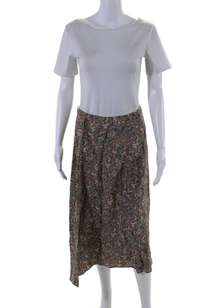 Vanessa Bruno Womens Zip Up Paisley Printed Midi A Line Skirt White Multi IT 40