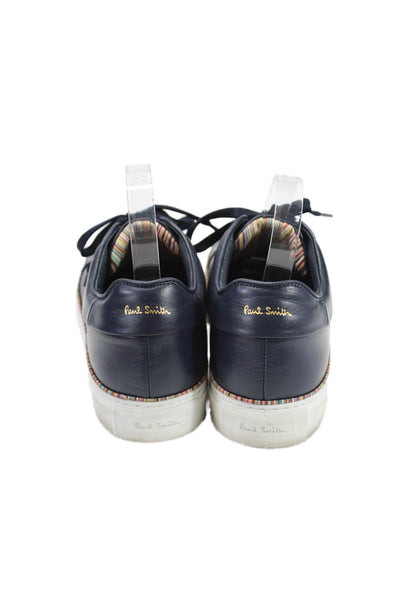 Paul Smith Mens Round Toe Leather Lace Up Rubber Sole Sneakers Navy Blue Size 40