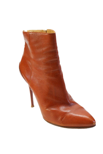 Maison Martin Margiela Womens Side Zip Stiletto Booties Brown Leather Size 40