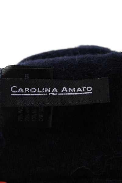 Carolina Amato Womens Wool Fingerless Elbow Length Gloves Navy OS