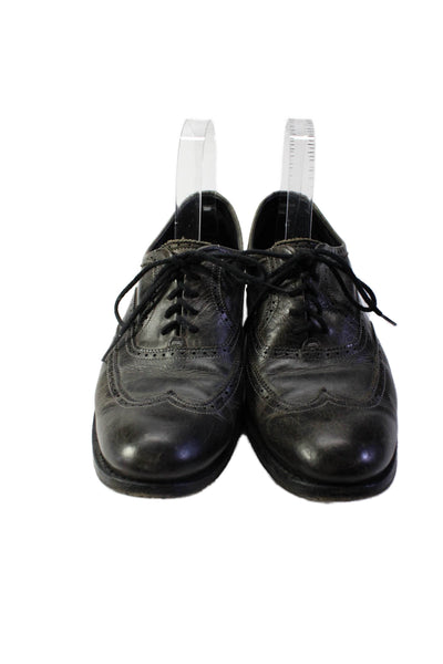 N.D.C. Womens Leather Round Toe Lace Up Oxfords Flats Black Size 39 9