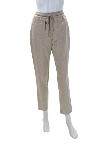 Lorena Antoniazzi Womens Light Brown Wool Drawstring High Rise Pants Size 38