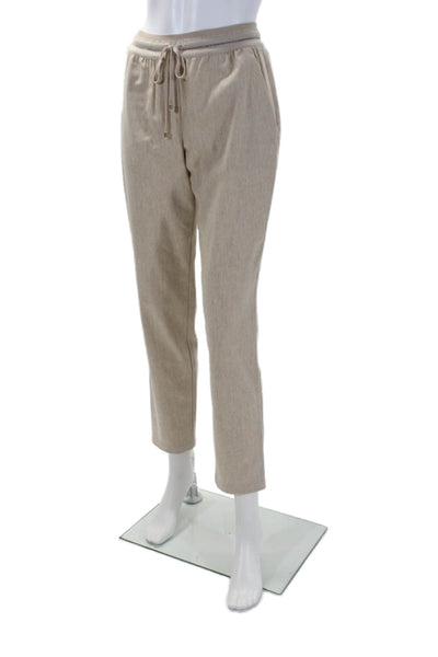 Lorena Antoniazzi Womens Light Brown Wool Drawstring High Rise Pants Size 38