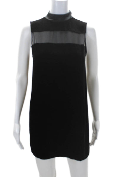 Rag & Bone Womens Silk Suede Sleeveless Peek a Boo Mesh Dress Black Size 0