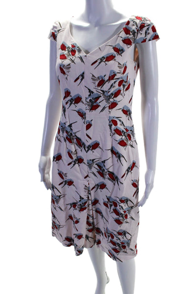 Carolina Herrera Womens Sleeveless V-neck Floral Print Dress Pink Size 6