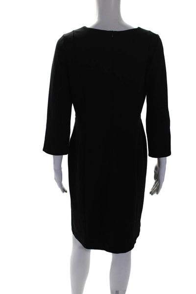 Seraphine Womens Back Zip 3/4 Sleeve V Neck Shift Dress Black Size 6