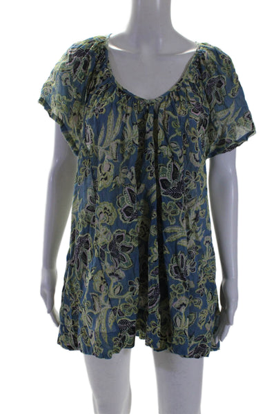 Free People Womens Cotton Floral Print Bow Tied Dress Colorblock Size S