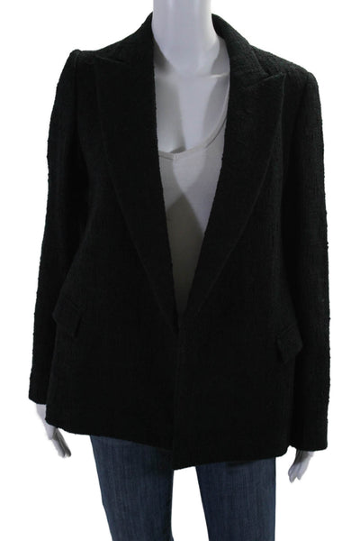 Brioni Womens Wool 2 Pocket Long Sleeve Open Front Blazer Jacket Black Size 40