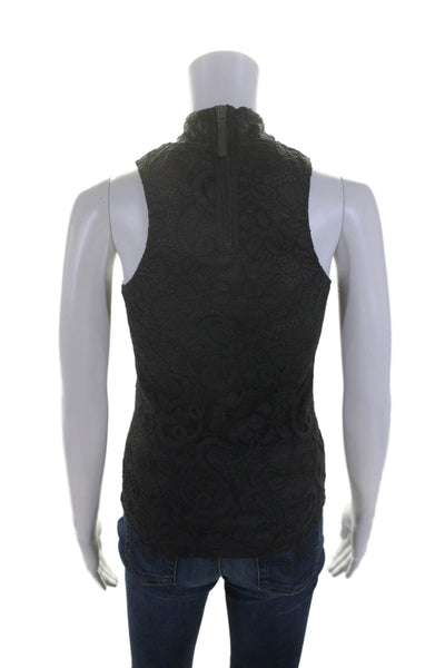 Greyson Womens Sleeveless High Neck Lace Back Zip Tank Top Gray Size S