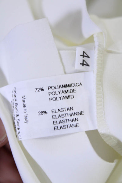 Chiara Boni La Petite Robe Womens V Neck Pleated Short Sleeve Top White Size 44