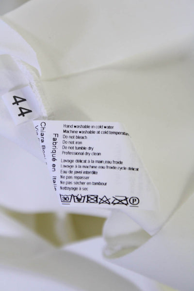 Chiara Boni La Petite Robe Womens V Neck Pleated Short Sleeve Top White Size 44