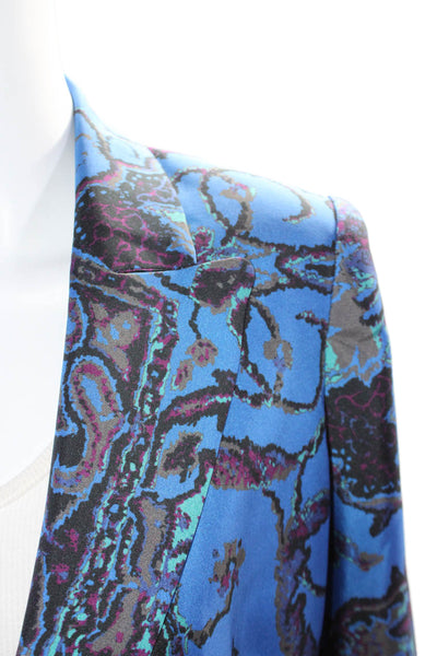 Kobi Halperin Womens Silk Abstract Print Single Breasted Blazer Blue Size M