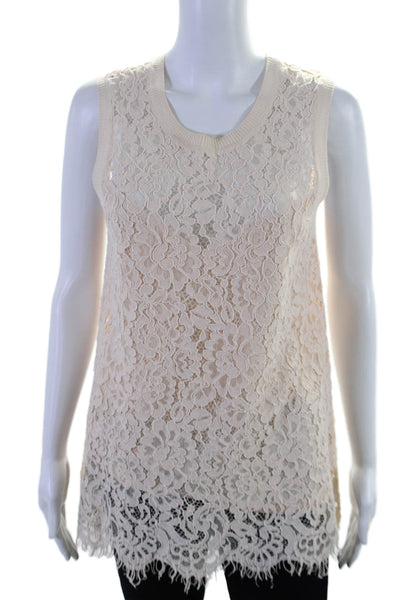 Generation Love Womesn Cotton Lace Sleeveless Crewneck Tank Blouse Pink Size M