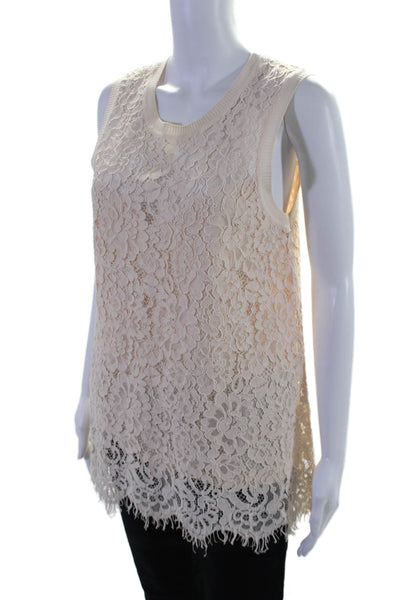 Generation Love Womesn Cotton Lace Sleeveless Crewneck Tank Blouse Pink Size M