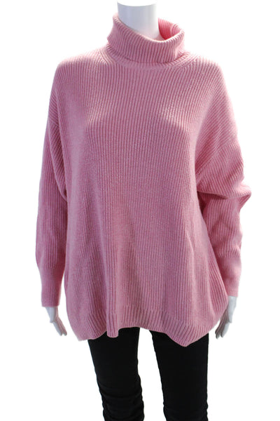 J Crew Women's Turtleneck Long Sleeves Oversized Pullover Sweater Pink Size L