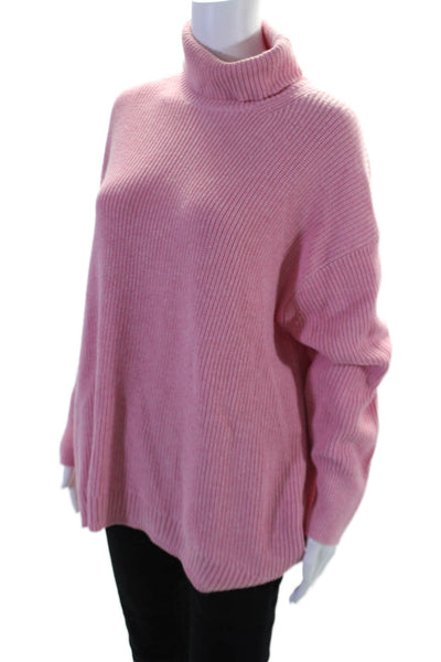 J Crew Women's Turtleneck Long Sleeves Oversized Pullover Sweater Pink Size L