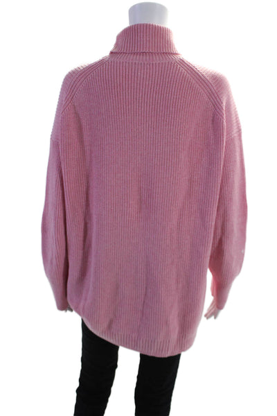 J Crew Women's Turtleneck Long Sleeves Oversized Pullover Sweater Pink Size L