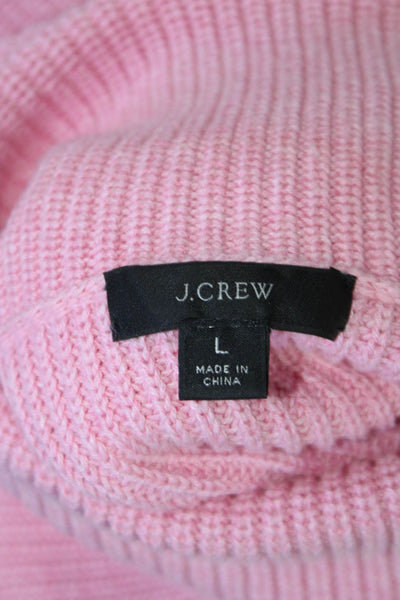 J Crew Women's Turtleneck Long Sleeves Oversized Pullover Sweater Pink Size L